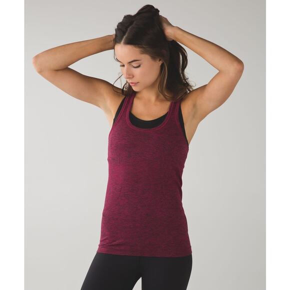 Lululemon Red Heathered Berry Rumble Swiftly Tech Racerback Seamless Tank Size 4 - Picture 1 of 7